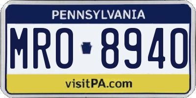 PA license plate MRO8940