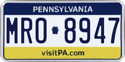 PA license plate MRO8947