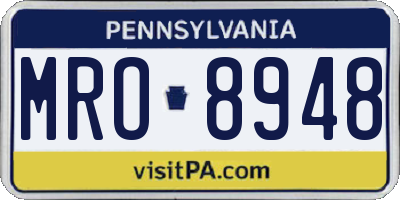 PA license plate MRO8948