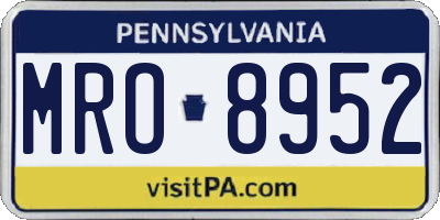 PA license plate MRO8952