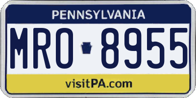 PA license plate MRO8955