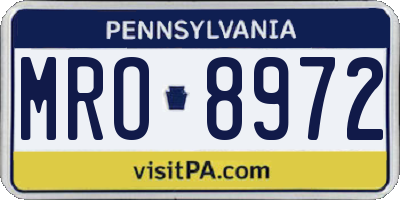PA license plate MRO8972