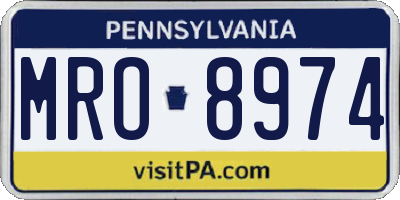 PA license plate MRO8974