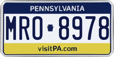PA license plate MRO8978