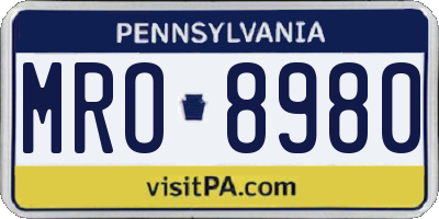 PA license plate MRO8980