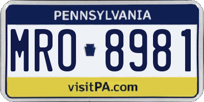PA license plate MRO8981