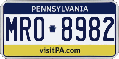 PA license plate MRO8982
