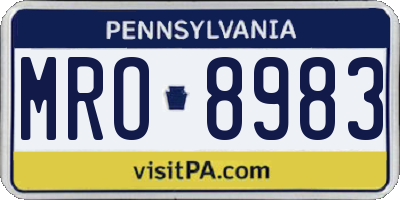 PA license plate MRO8983