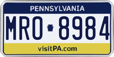 PA license plate MRO8984