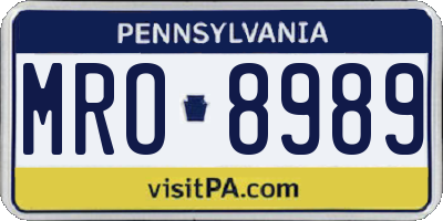 PA license plate MRO8989