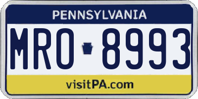 PA license plate MRO8993