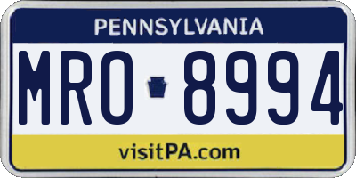 PA license plate MRO8994
