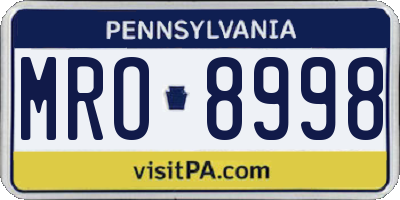 PA license plate MRO8998