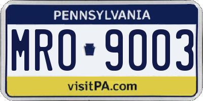 PA license plate MRO9003