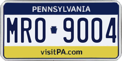 PA license plate MRO9004