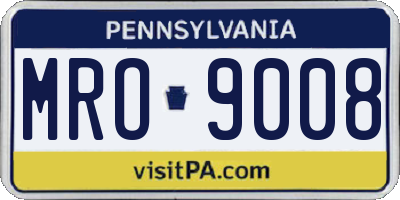 PA license plate MRO9008