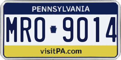 PA license plate MRO9014