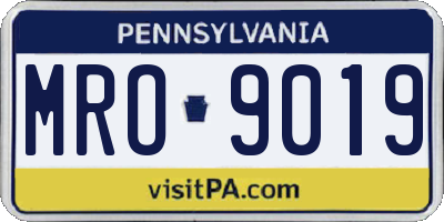 PA license plate MRO9019
