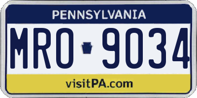PA license plate MRO9034