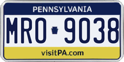 PA license plate MRO9038