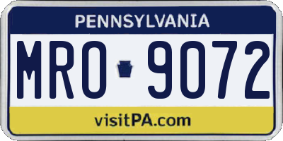 PA license plate MRO9072