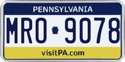 PA license plate MRO9078