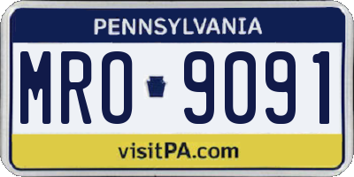 PA license plate MRO9091