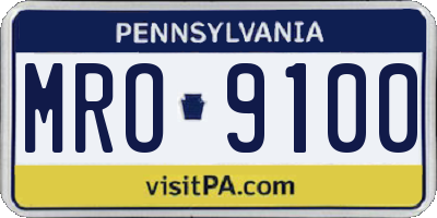 PA license plate MRO9100
