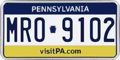 PA license plate MRO9102