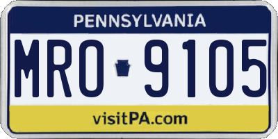 PA license plate MRO9105