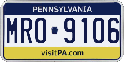 PA license plate MRO9106