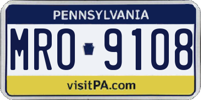 PA license plate MRO9108
