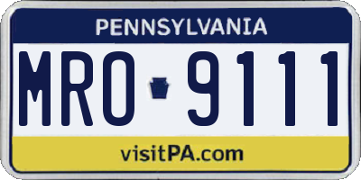 PA license plate MRO9111