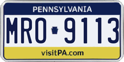 PA license plate MRO9113
