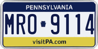 PA license plate MRO9114
