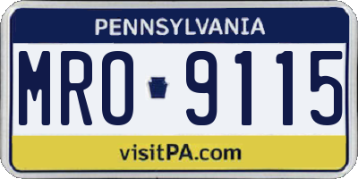 PA license plate MRO9115