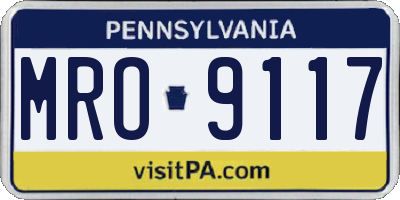 PA license plate MRO9117