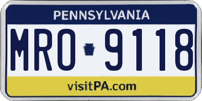 PA license plate MRO9118