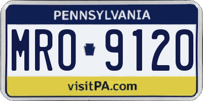 PA license plate MRO9120