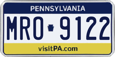 PA license plate MRO9122