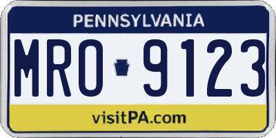 PA license plate MRO9123