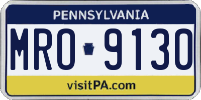 PA license plate MRO9130