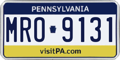 PA license plate MRO9131