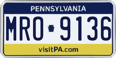 PA license plate MRO9136