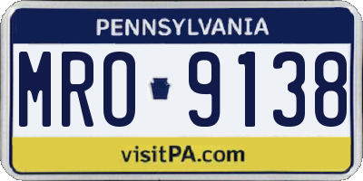 PA license plate MRO9138