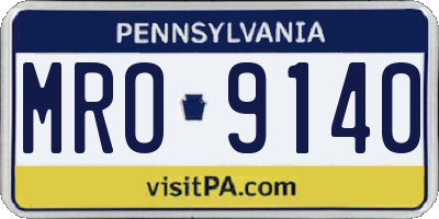 PA license plate MRO9140