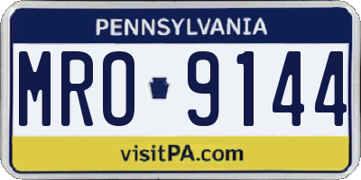 PA license plate MRO9144