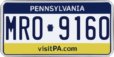 PA license plate MRO9160