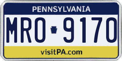 PA license plate MRO9170