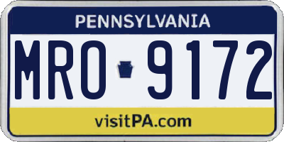 PA license plate MRO9172